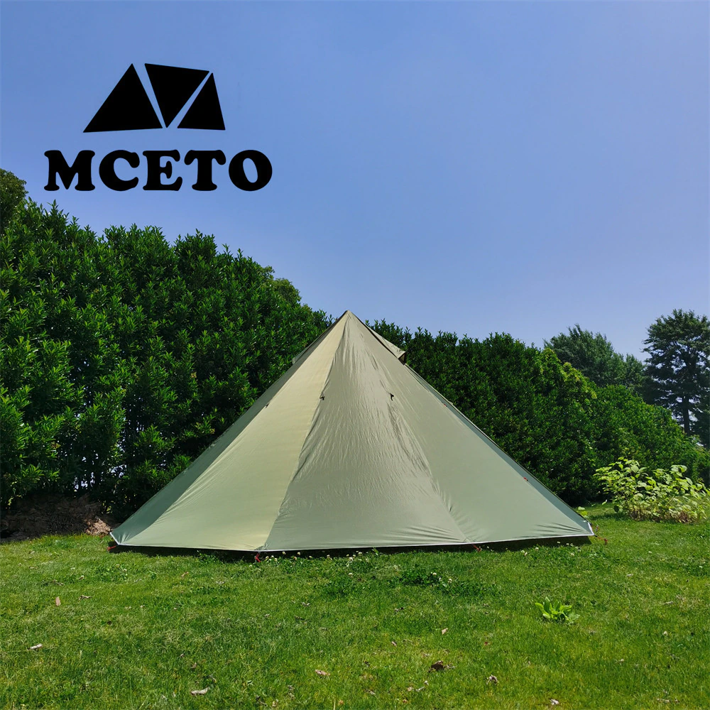 Cheap Goat Tents MCETO 5 8 Pessons Octagonal Camping Pyramid Tent with Chimney Hole Large Space Picnic Travel Family Party Tent Outdoor Shelter   